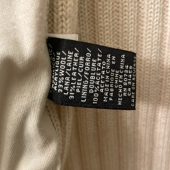 BCBG Cream leather and knit snap button long-sleeve quilted jacket size medium - Picture 6 of 11